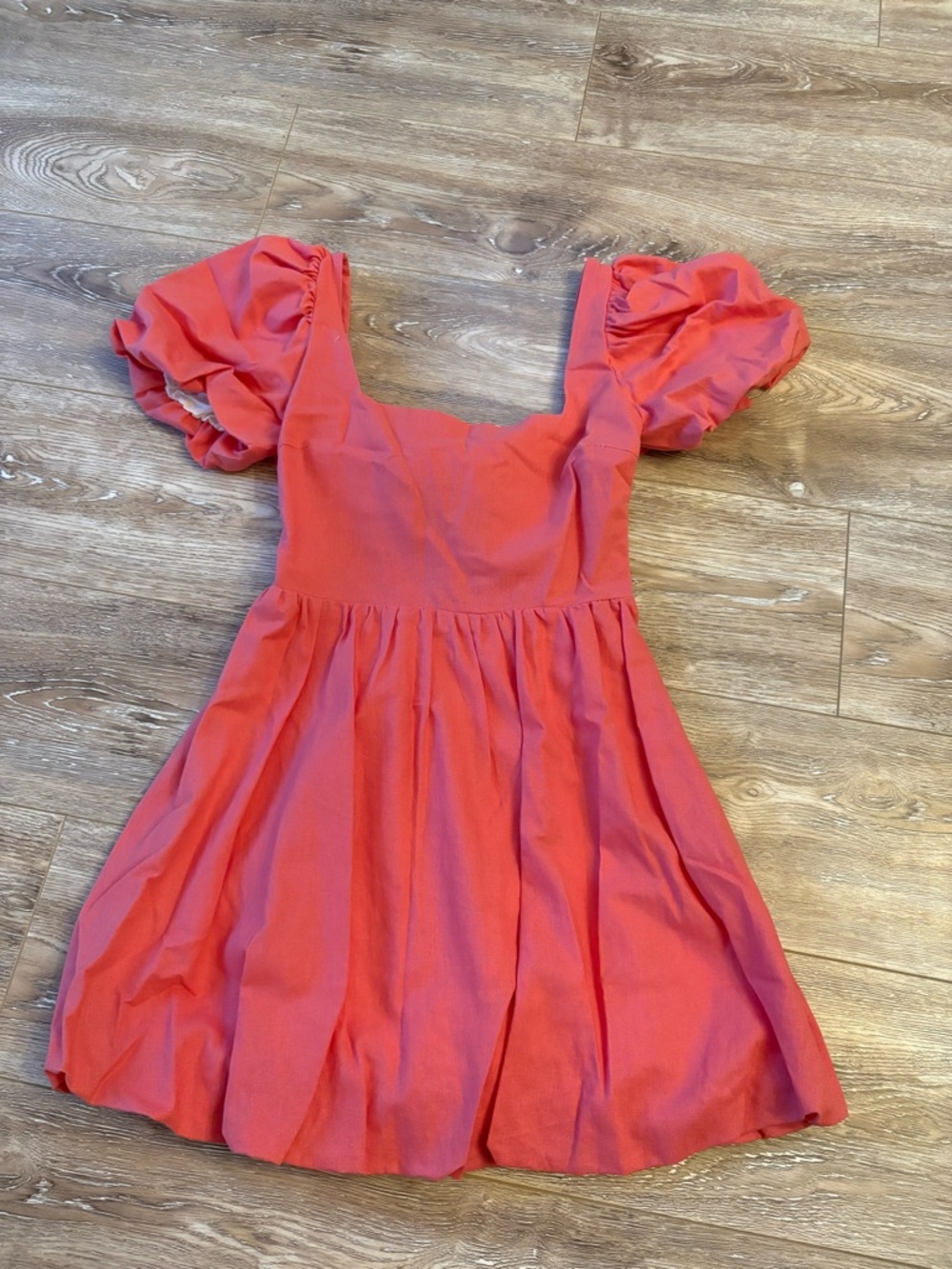 Zara Red Puff-Sleeve Mini Dress